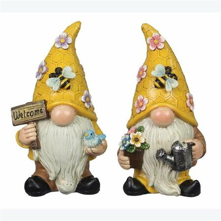 YOUNGS Resin Garden Gnome with Bee Design, 2 Assortment 73297